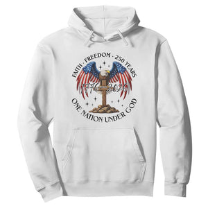 Patriotic Eagle Cross One Nation Under God Hoodie 250th Anniversary TS12 White Print Your Wear