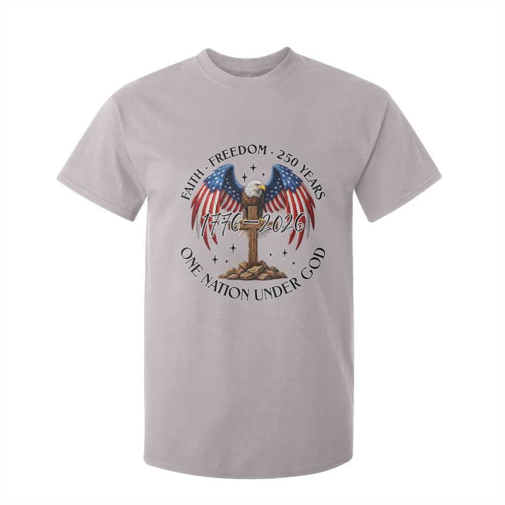 Patriotic Eagle Cross One Nation Under God T Shirt For Kid 250th Anniversary TS12 Ice Gray Print Your Wear
