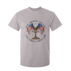 Patriotic Eagle Cross One Nation Under God T Shirt For Kid 250th Anniversary TS12 Ice Gray Print Your Wear