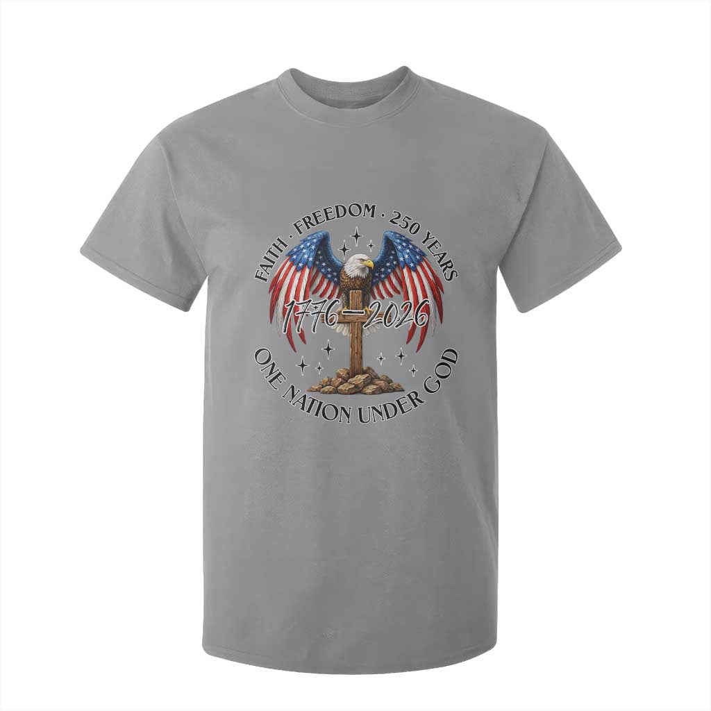 Patriotic Eagle Cross One Nation Under God T Shirt For Kid 250th Anniversary TS12 Sport Gray Print Your Wear