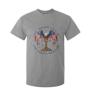 Patriotic Eagle Cross One Nation Under God T Shirt For Kid 250th Anniversary TS12 Sport Gray Print Your Wear