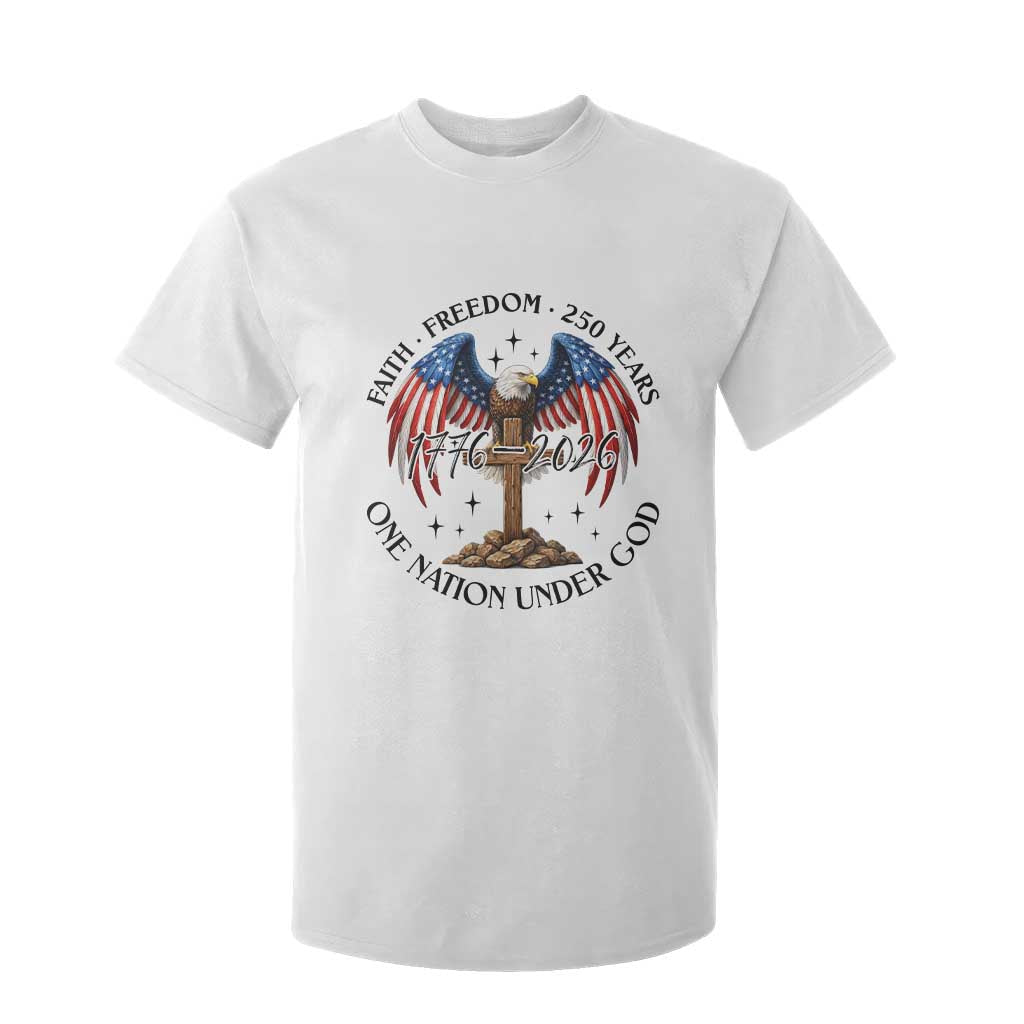 Patriotic Eagle Cross One Nation Under God T Shirt For Kid 250th Anniversary TS12 White Print Your Wear