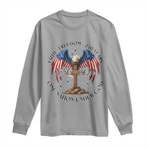 Patriotic Eagle Cross One Nation Under God Long Sleeve Shirt 250th Anniversary TS12 Sport Gray Print Your Wear