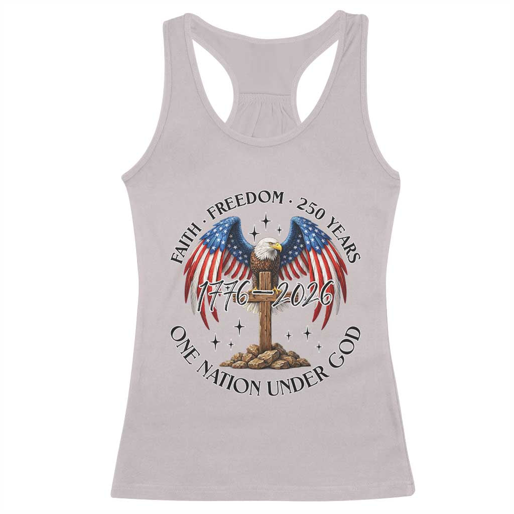 Patriotic Eagle Cross One Nation Under God Racerback Tank Top 250th Anniversary TS12 Ice Gray Print Your Wear