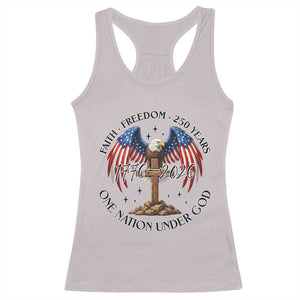 Patriotic Eagle Cross One Nation Under God Racerback Tank Top 250th Anniversary TS12 Ice Gray Print Your Wear