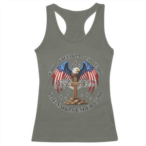 Patriotic Eagle Cross One Nation Under God Racerback Tank Top 250th Anniversary TS12 Military Green Print Your Wear