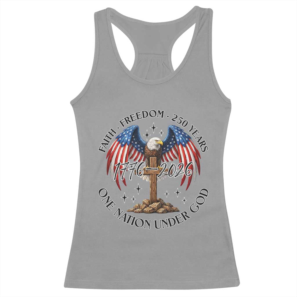 Patriotic Eagle Cross One Nation Under God Racerback Tank Top 250th Anniversary TS12 Sport Gray Print Your Wear