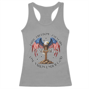 Patriotic Eagle Cross One Nation Under God Racerback Tank Top 250th Anniversary TS12 Sport Gray Print Your Wear