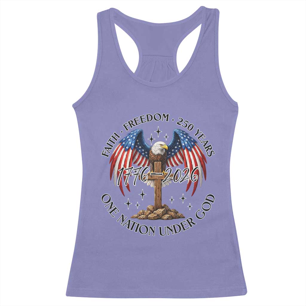 Patriotic Eagle Cross One Nation Under God Racerback Tank Top 250th Anniversary TS12 Violet Print Your Wear