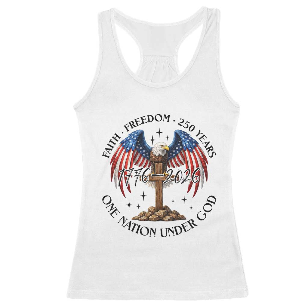 Patriotic Eagle Cross One Nation Under God Racerback Tank Top 250th Anniversary TS12 White Print Your Wear