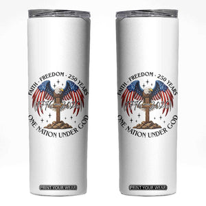 Patriotic Eagle Cross One Nation Under God Skinny Tumbler 250th Anniversary TS12 White Print Your Wear