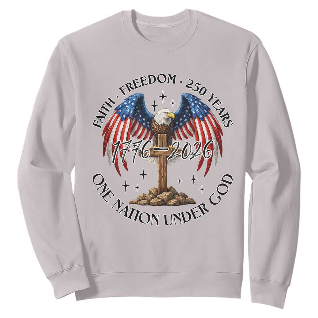 Patriotic Eagle Cross One Nation Under God Sweatshirt 250th Anniversary TS12 Ice Gray Print Your Wear