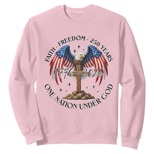 Patriotic Eagle Cross One Nation Under God Sweatshirt 250th Anniversary TS12 Light Pink Print Your Wear