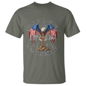 Patriotic Eagle Cross One Nation Under God T Shirt 250th Anniversary TS12 Military Green Print Your Wear