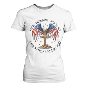 Patriotic Eagle Cross One Nation Under God T Shirt For Women 250th Anniversary TS12 White Print Your Wear