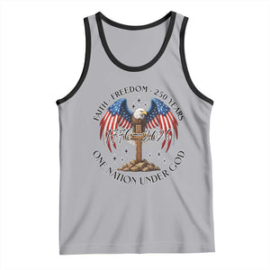 Patriotic Eagle Cross One Nation Under God Tank Top 250th Anniversary TS12 Athletic Heather Black Print Your Wear