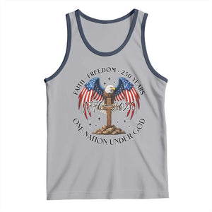 Patriotic Eagle Cross One Nation Under God Tank Top 250th Anniversary TS12 Athletic Heather Navy Print Your Wear