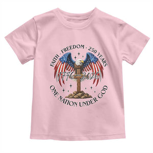 Patriotic Eagle Cross One Nation Under God Toddler T Shirt 250th Anniversary TS12 Light Pink Print Your Wear