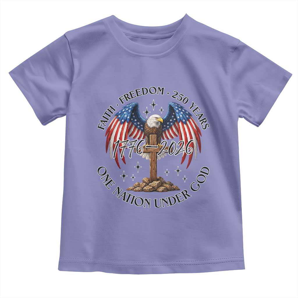 Patriotic Eagle Cross One Nation Under God Toddler T Shirt 250th Anniversary TS12 Violet Print Your Wear