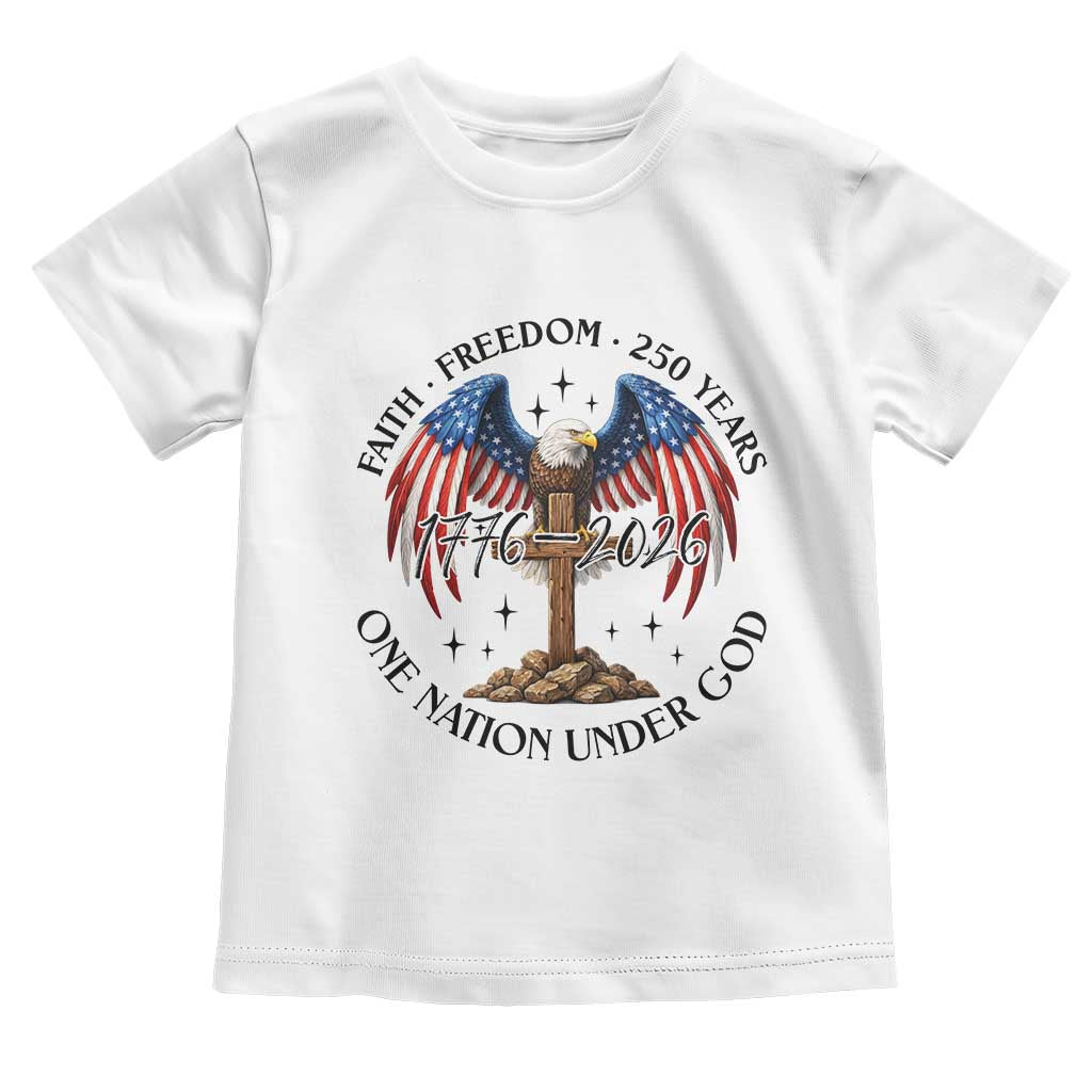 Patriotic Eagle Cross One Nation Under God Toddler T Shirt 250th Anniversary TS12 White Print Your Wear