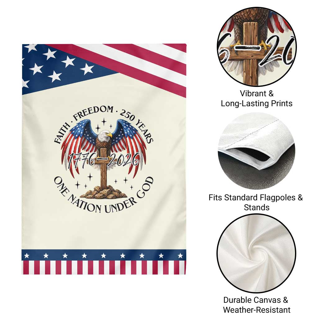 Patriotic Eagle Cross One Nation Under God Garden Flag 250th Anniversary TS12 Print Your Wear