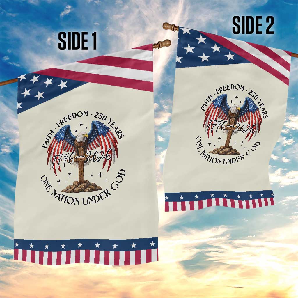 Patriotic Eagle Cross One Nation Under God Garden Flag 250th Anniversary TS12 Print Your Wear
