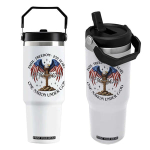 Patriotic Eagle Cross One Nation Under God Flip Straw Tumbler 250th Anniversary TS12 One Size: 30 oz White Print Your Wear