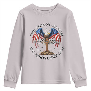 Patriotic Eagle Cross One Nation Under God Youth Sweatshirt 250th Anniversary TS12 Ice Gray Print Your Wear
