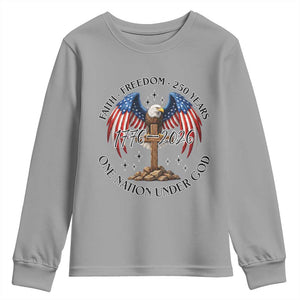 Patriotic Eagle Cross One Nation Under God Youth Sweatshirt 250th Anniversary TS12 Sport Gray Print Your Wear