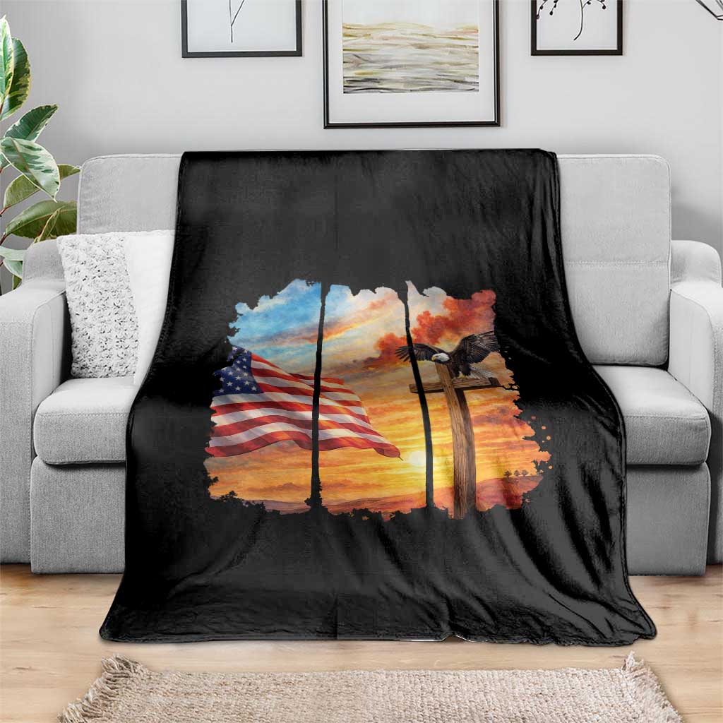 Faith And Freedom Christian American Flag Eagle Throw Blanket American Faith Pride TS12 Print Your Wear