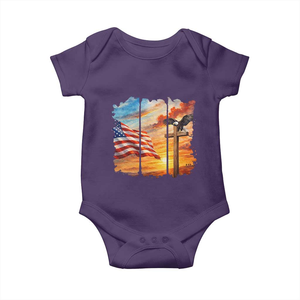 Faith And Freedom Christian American Flag Eagle Baby Onesie American Faith Pride TS12 Purple Print Your Wear
