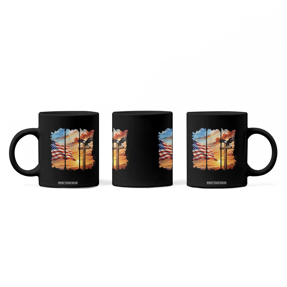 Faith And Freedom Christian American Flag Eagle Coffee Mug American Faith Pride TS12 Print Your Wear