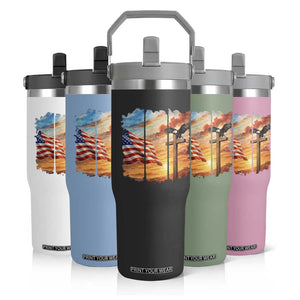 Faith And Freedom Christian American Flag Eagle Flip Straw Tumbler American Faith Pride TS12 Print Your Wear