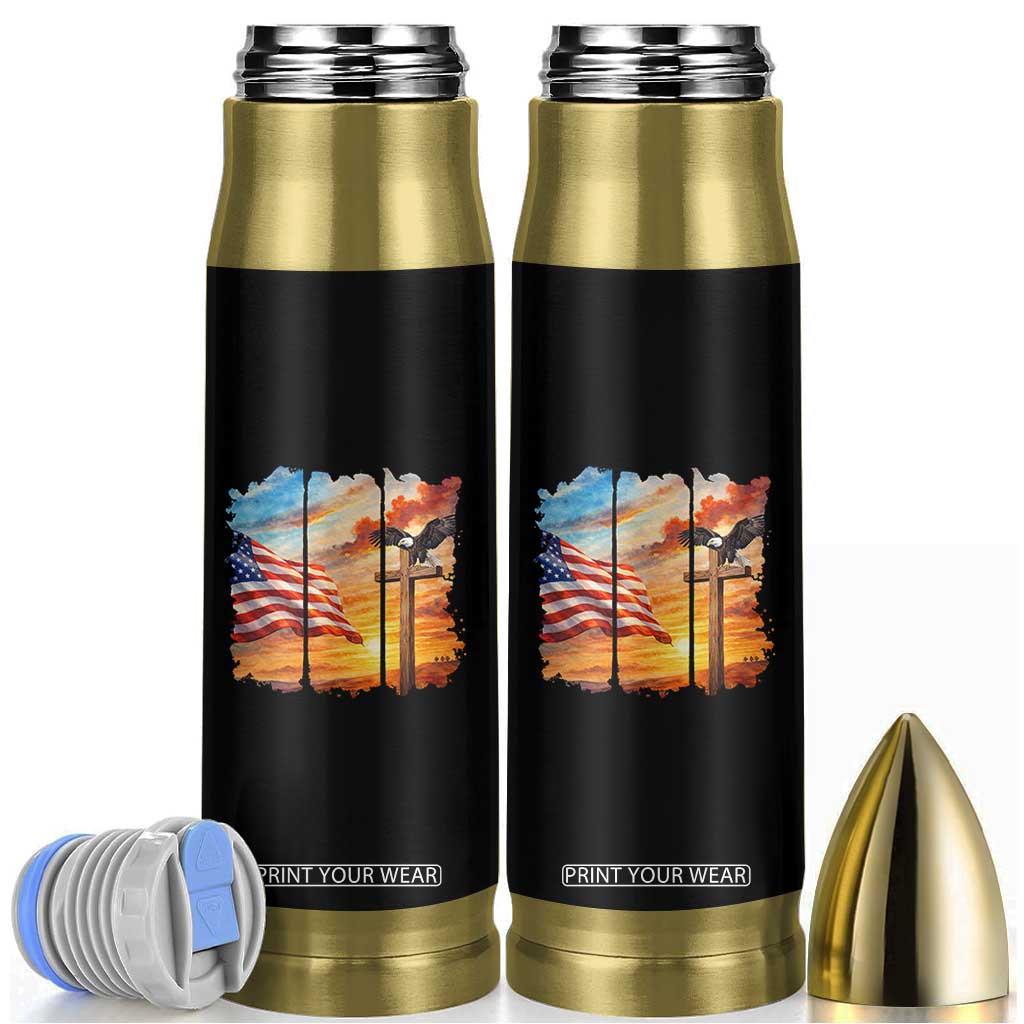 Faith And Freedom Christian American Flag Eagle Bullet Tumbler American Faith Pride TS12 Black Print Your Wear