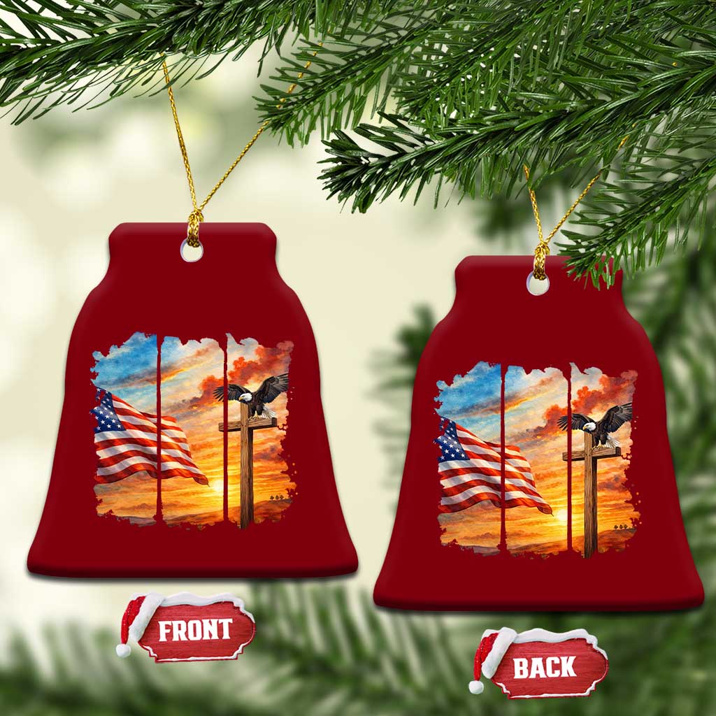 Faith And Freedom Christian American Flag Eagle Ceramic Ornament American Faith Pride TS12 Print Your Wear