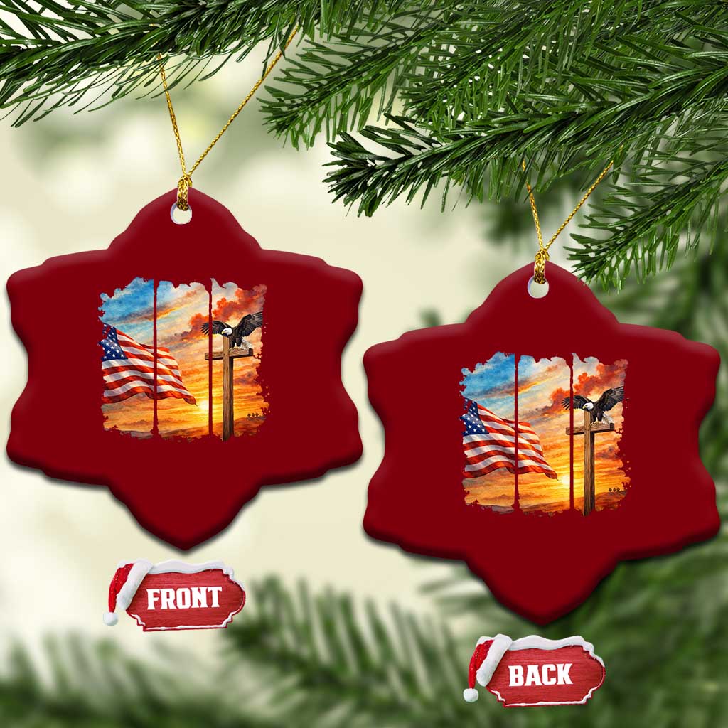 Faith And Freedom Christian American Flag Eagle Ceramic Ornament American Faith Pride TS12 Print Your Wear