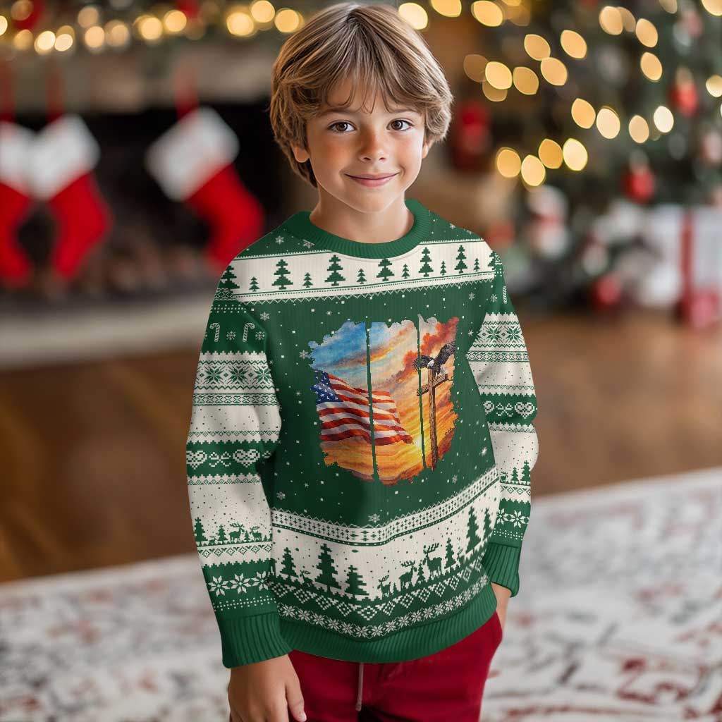 Faith And Freedom Christian American Flag Eagle Ugly Christmas Sweater American Faith Pride TS12 Forest Green Beige Print Your Wear