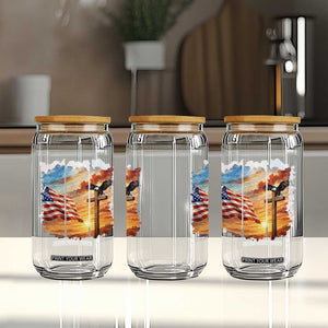 Faith And Freedom Christian American Flag Eagle Glass Can American Faith Pride TS12 Print Your Wear