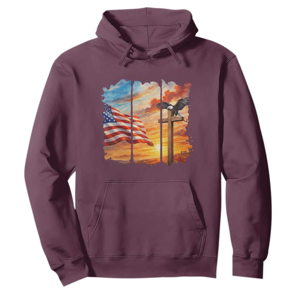 Faith And Freedom Christian American Flag Eagle Hoodie American Faith Pride TS12 Maroon Print Your Wear