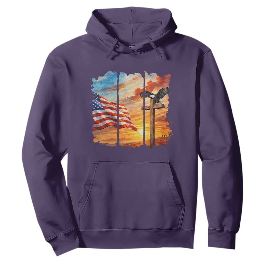 Faith And Freedom Christian American Flag Eagle Hoodie American Faith Pride TS12 Purple Print Your Wear