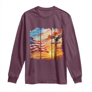 Faith And Freedom Christian American Flag Eagle Long Sleeve Shirt American Faith Pride TS12 Maroon Print Your Wear