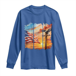 Faith And Freedom Christian American Flag Eagle Long Sleeve Shirt American Faith Pride TS12 Royal Blue Print Your Wear