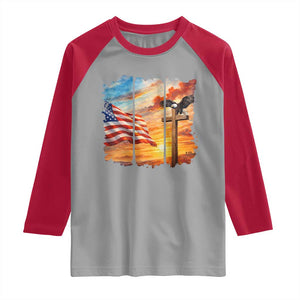 Faith And Freedom Christian American Flag Eagle Raglan Shirt American Faith Pride TS12 Sport Gray Red Print Your Wear