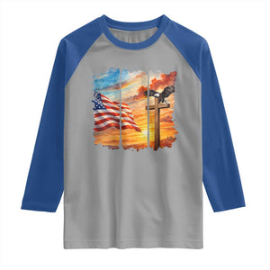 Faith And Freedom Christian American Flag Eagle Raglan Shirt American Faith Pride TS12 Sport Gray Royal Print Your Wear