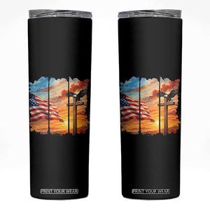 Faith And Freedom Christian American Flag Eagle Skinny Tumbler American Faith Pride TS12 Black Print Your Wear