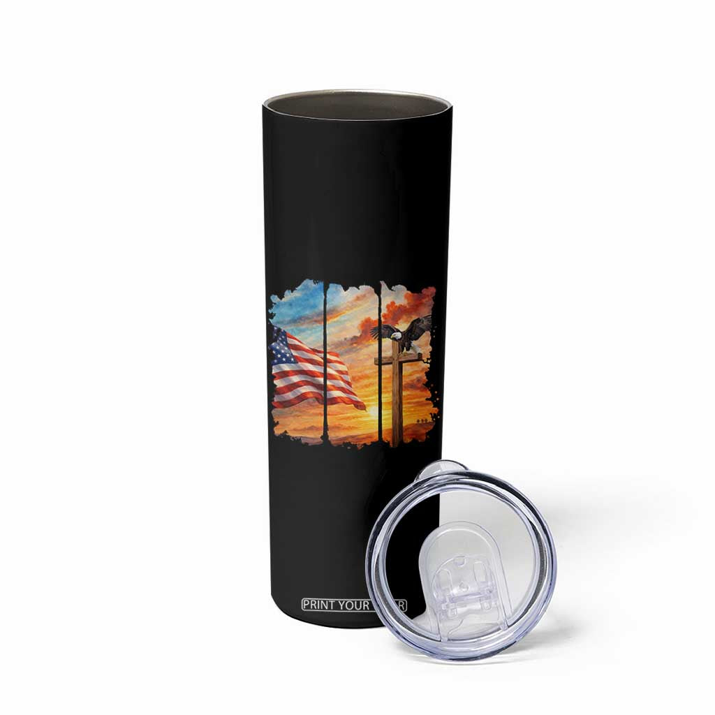 Faith And Freedom Christian American Flag Eagle Skinny Tumbler American Faith Pride TS12 Print Your Wear
