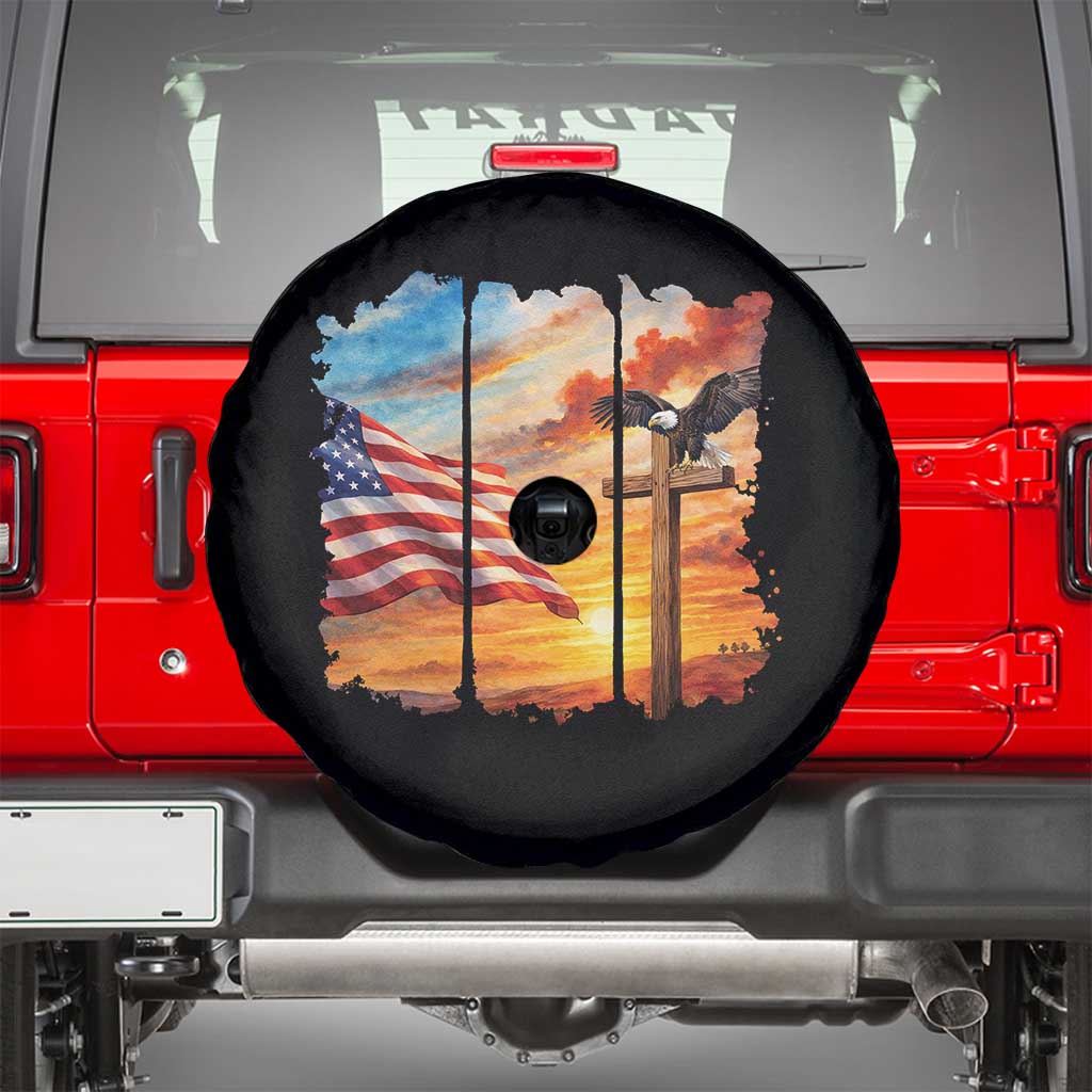 Faith And Freedom Christian American Flag Eagle Spare Tire Cover American Faith Pride TS12 Black Print Your Wear