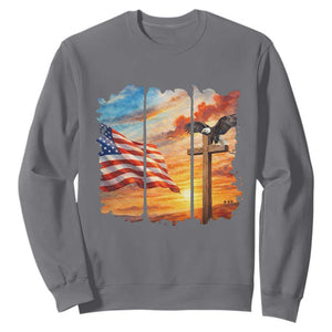 Faith And Freedom Christian American Flag Eagle Sweatshirt American Faith Pride TS12 Charcoal Print Your Wear