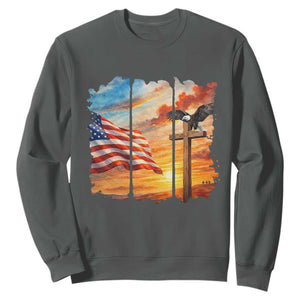 Faith And Freedom Christian American Flag Eagle Sweatshirt American Faith Pride TS12 Dark Heather Print Your Wear