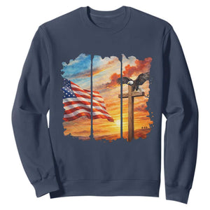 Faith And Freedom Christian American Flag Eagle Sweatshirt American Faith Pride TS12 Navy Print Your Wear